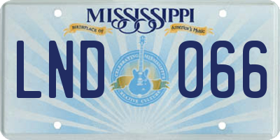 MS license plate LND066
