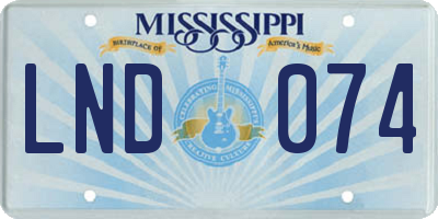 MS license plate LND074
