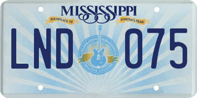 MS license plate LND075