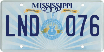 MS license plate LND076