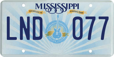 MS license plate LND077