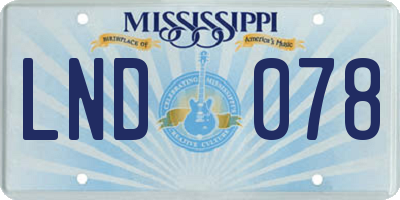 MS license plate LND078