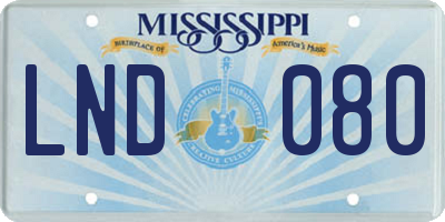 MS license plate LND080
