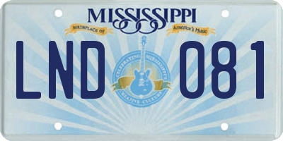 MS license plate LND081