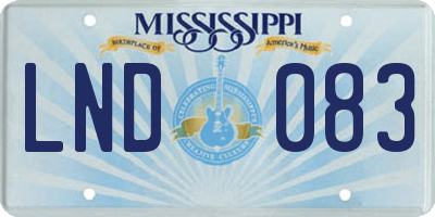 MS license plate LND083