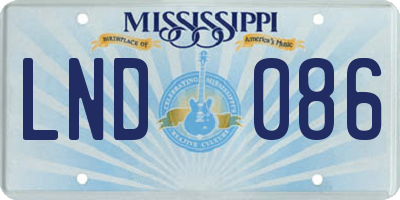 MS license plate LND086
