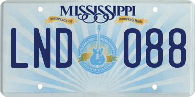 MS license plate LND088