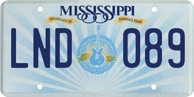 MS license plate LND089