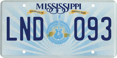 MS license plate LND093