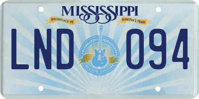 MS license plate LND094
