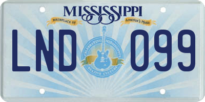 MS license plate LND099