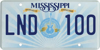 MS license plate LND100