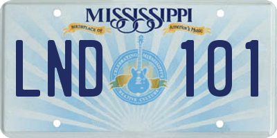 MS license plate LND101