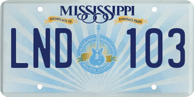 MS license plate LND103