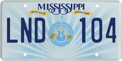 MS license plate LND104