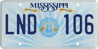 MS license plate LND106