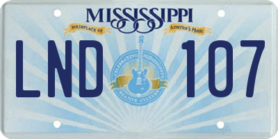 MS license plate LND107