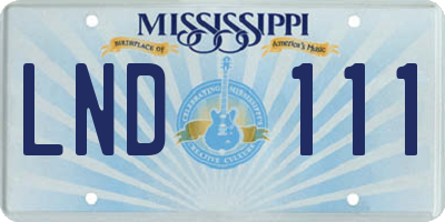 MS license plate LND111