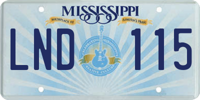 MS license plate LND115