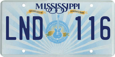 MS license plate LND116