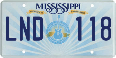 MS license plate LND118