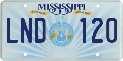 MS license plate LND120