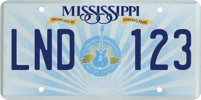 MS license plate LND123