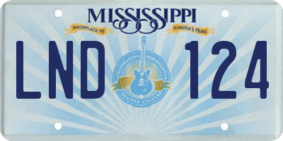 MS license plate LND124