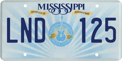 MS license plate LND125