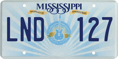 MS license plate LND127