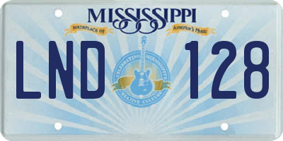 MS license plate LND128