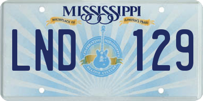 MS license plate LND129