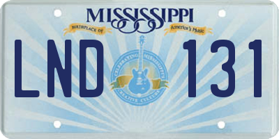 MS license plate LND131