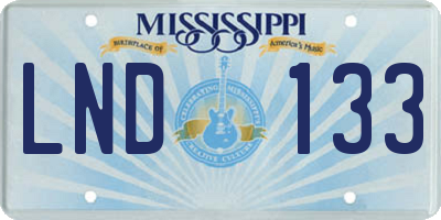 MS license plate LND133
