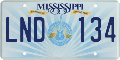MS license plate LND134