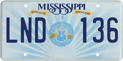 MS license plate LND136