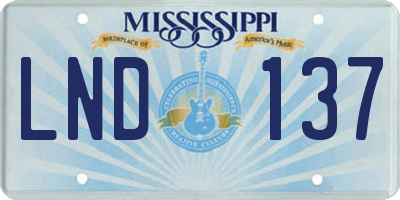 MS license plate LND137