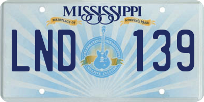 MS license plate LND139