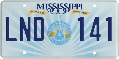 MS license plate LND141