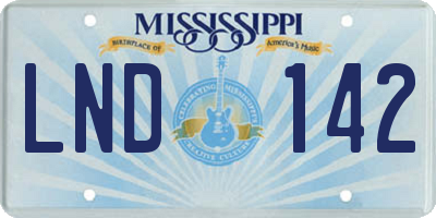 MS license plate LND142