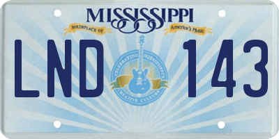 MS license plate LND143