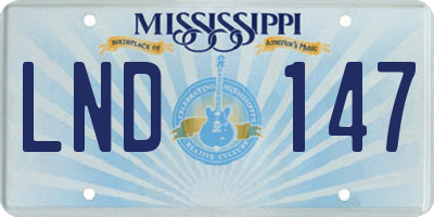 MS license plate LND147