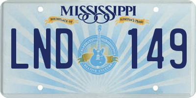 MS license plate LND149