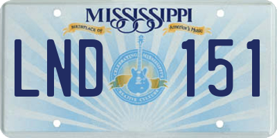 MS license plate LND151