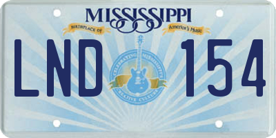MS license plate LND154