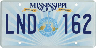 MS license plate LND162