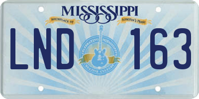 MS license plate LND163