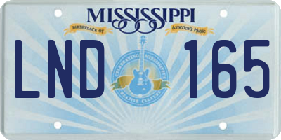 MS license plate LND165