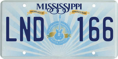 MS license plate LND166