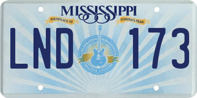 MS license plate LND173